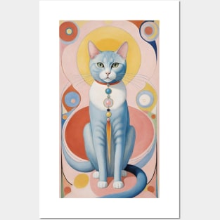 Hilma af Klint's Colorful Cat Dreamscape: Abstract Whimsy Posters and Art